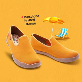 UIN Footwear Men Barcelona Knitted Orange Canvas loafers