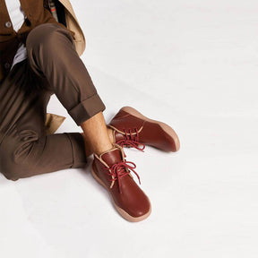 UIN Footwear Men (Pre-sale) Bilbao Burgundy Split Leather Lace-up Boots Men Canvas loafers