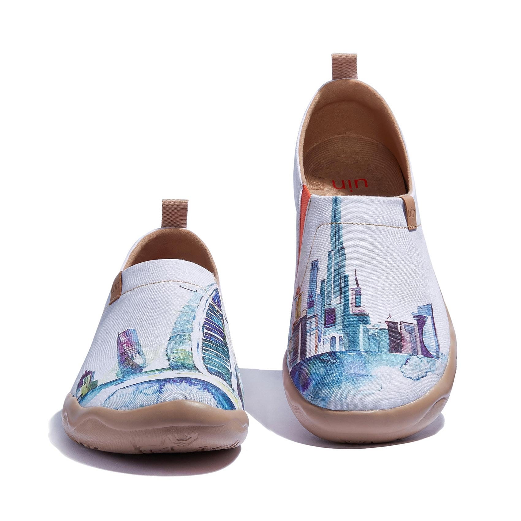 UIN Footwear Men Watercolor Skyline Toledo I Men Canvas loafers