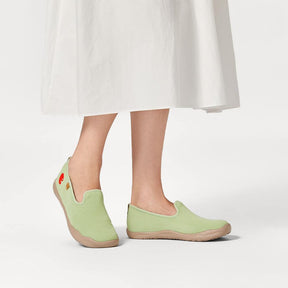 UIN Footwear Women Barcelona Knitted Light Green Canvas loafers