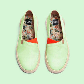 UIN Footwear Women Marbella Pastel Green Canvas loafers