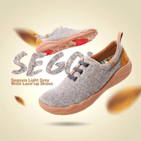 UIN Footwear Women (Pre-sale) Segovia Light Grey Wool Lace-up Shoes Women Canvas loafers