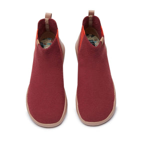 UIN Footwear Women Rose Red Knitted Wool Granada Women Canvas loafers