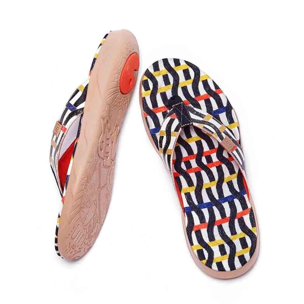 UIN Footwear Women Weaving Line Women Majorca Flip Flops Canvas loafers